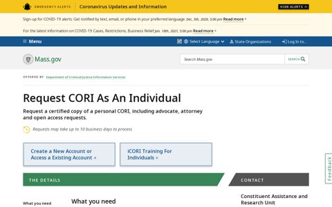 Request CORI As An Individual | Mass.gov