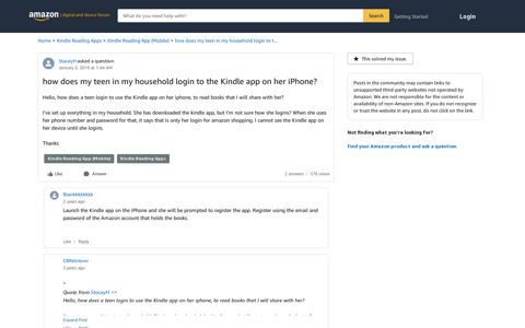 how does my teen in my household login to the Kindle app on ...