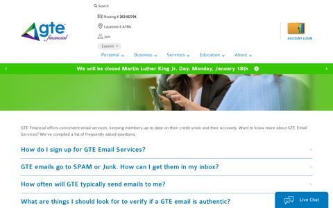 Email Services FAQs | GTE Financial