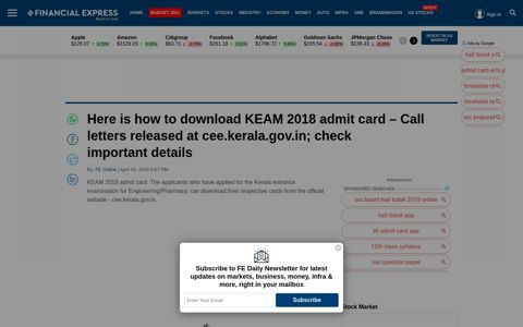 Here is how to download KEAM 2018 admit card - Call letters ...