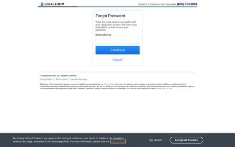Forgot Password | LegalZoom