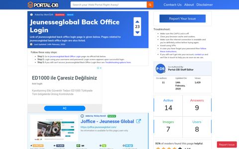 Jeunesseglobal Back Office Login - Portal-DB.live