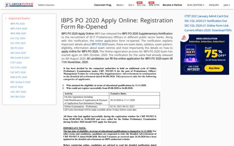IBPS PO 2020 Apply Online: Registration Form Re-Opened