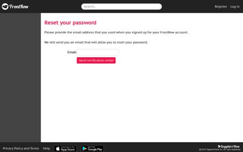 Reset your password | FrontRow