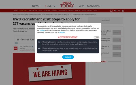 HWB Recruitment 2020: Steps to apply for 277 vacancies at ...