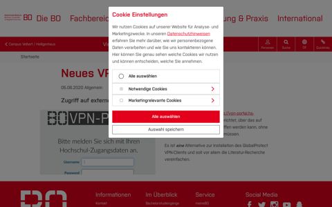 Neues VPN-Portal: Hochschule Bochum