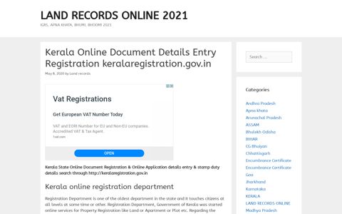 Kerala Online Document Details Entry Registration ...