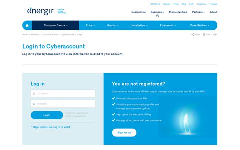 Log in to Cyberaccount | Business | Énergir