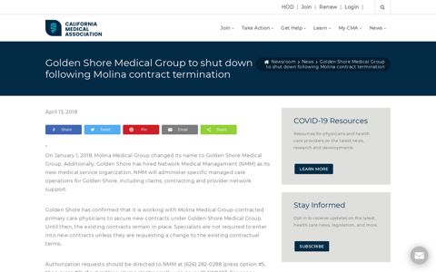 Molina Medical Group is now Golden Shore Medical Group