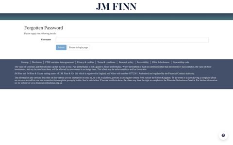 Forgotten Password - Login - JM Finn