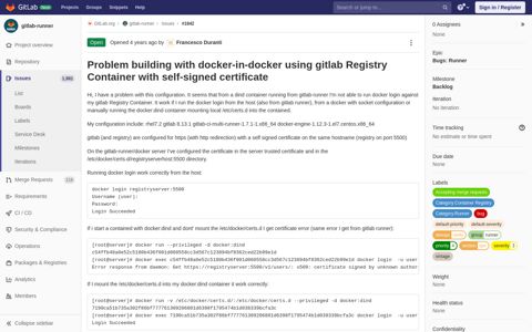 Problem building with docker-in-docker using gitlab Registry ...