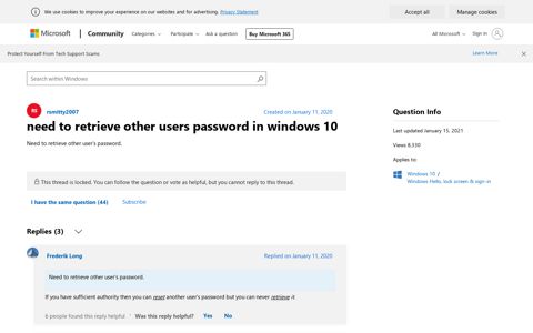 need to retrieve other users password in windows 10 ...