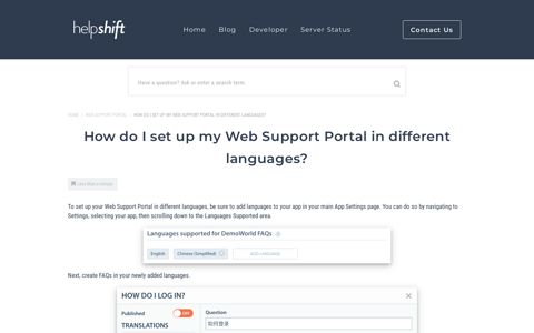 How do I set up my Web Support Portal in different languages ...