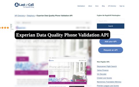 Experian Data Quality Phone Validation API (Overview, SDK ...