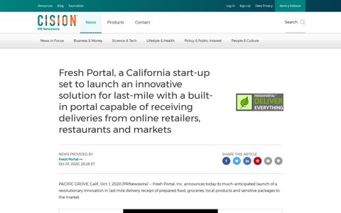 Fresh Portal, a California start-up set to launch an innovative ...