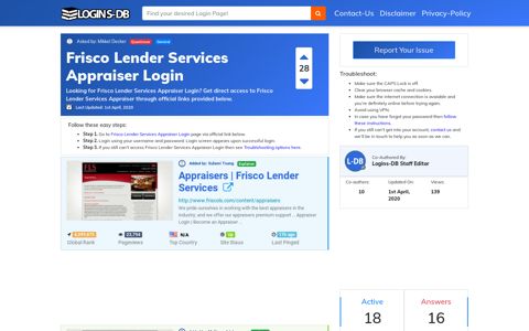 Frisco Lender Services Appraiser Login - Logins-DB