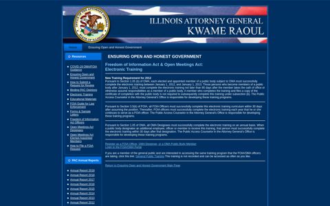 Electronic FOIA Training - Illinois Attorney General FOIA / OMA