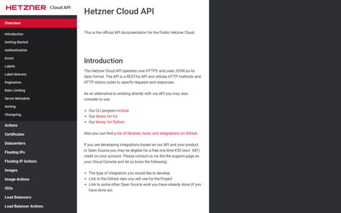 Hetzner Cloud API