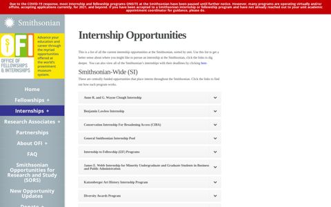 Internship Opportunities | Smithsonian Fellowships and ...