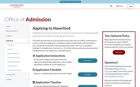 Applying | Admission | Haverford College