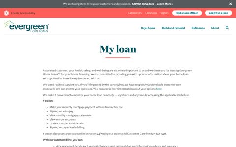 My loan | Evergreen Home Loans