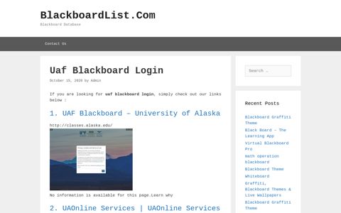 Uaf Blackboard Login - BlackboardList.Com