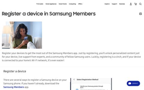 Register a device in Samsung Members