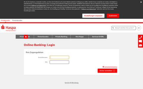 Online-Banking: Login - Haspa