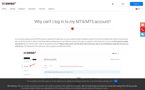 Why can't I log in to my MT4/MT5 account? | BDSwiss EU