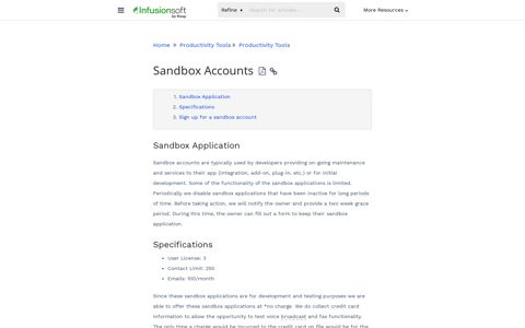 Sandbox Accounts | Infusionsoft