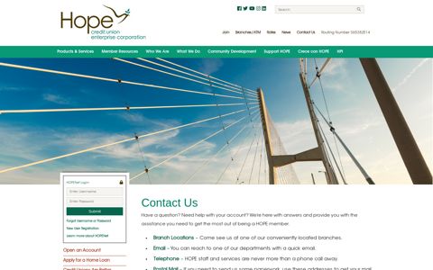 Contact Us | Hope Credit Union