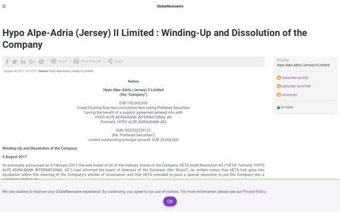 Hypo Alpe-Adria (Jersey) II Limited : Winding-Up and ...