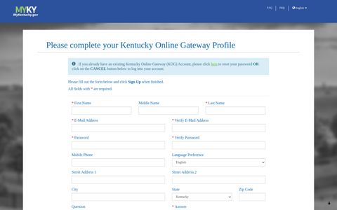 Please complete your Kentucky Online Gateway Profile