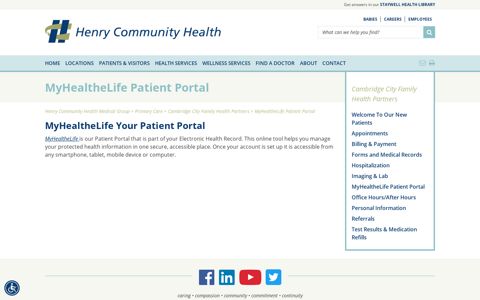 MyHealtheLife Patient Portal | Henry Community Health