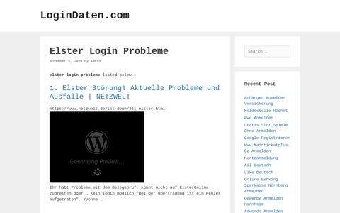 Elster Login Probleme - LoginDaten.com