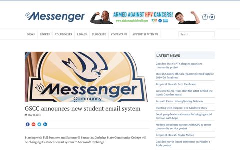 GSCC announces new student email system | The Messenger