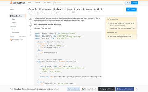 Google Sign In with firebase in ionic 3 or 4 - Platform Android ...