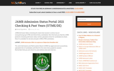 JAMB Admission Status Portal: 2019 Checking & Past Years