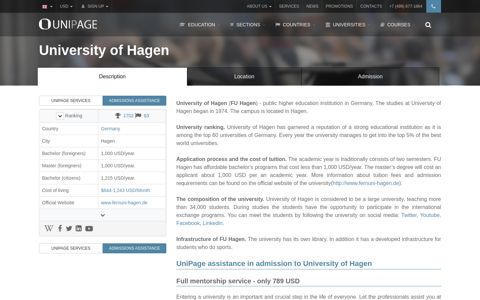 University of Hagen | Admission | Tuition | University - UniPage