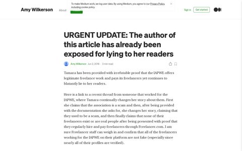 URGENT UPDATE: The author of this article has already been ...