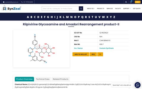 Rilpivirine Glycosamine and Amadori Rearrangement product ...