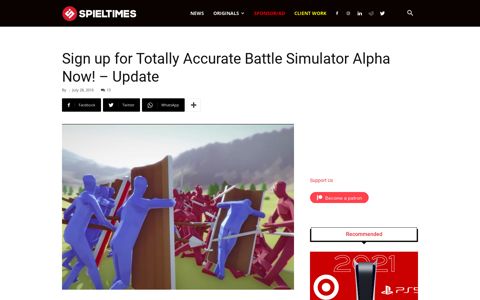 Sign up for Totally Accurate Battle Simulator Alpha Right Now!