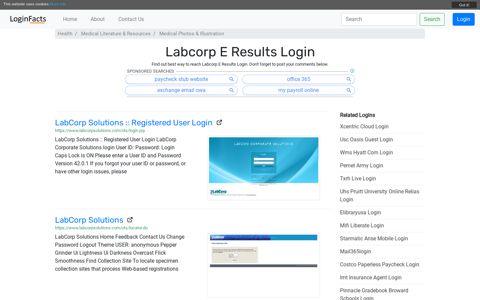 Labcorp E Results - LabCorp Solutions :: Registered User Login