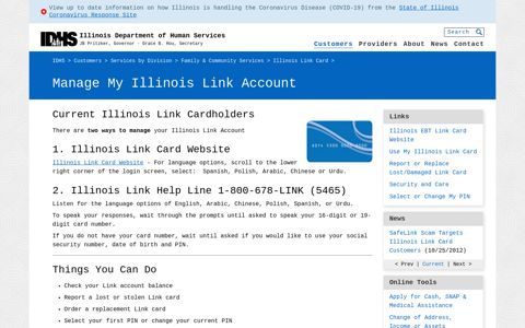 IDHS: Manage My Illinois Link Account