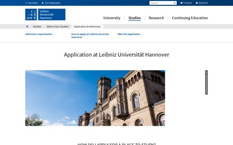 Application & Admission – Leibniz Universität Hannover