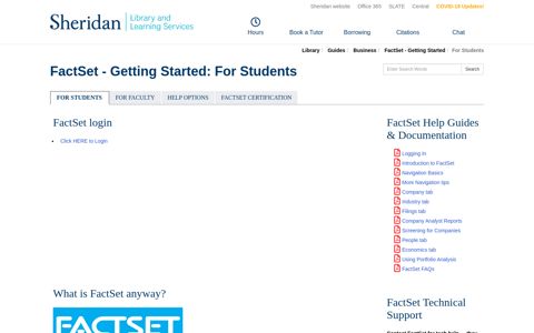 For Students - FactSet - Getting Started - Guides at Sheridan ...