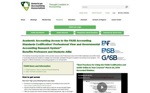 FASB & GARS (Academic Accounting Access)