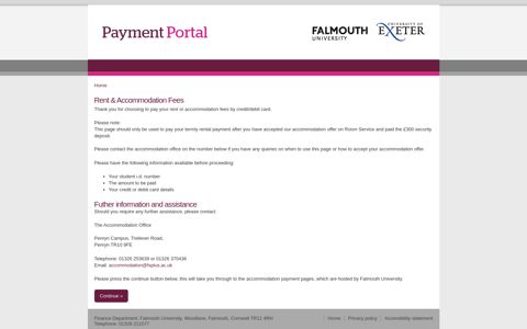 Rent & Accommodation Fees - Payment Portal - Falmouth ...