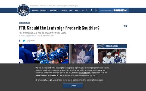 FTB: Should the Leafs sign Frederik Gauthier? - Pension Plan ...