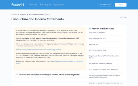 Labour hire and Income Statements – foundU